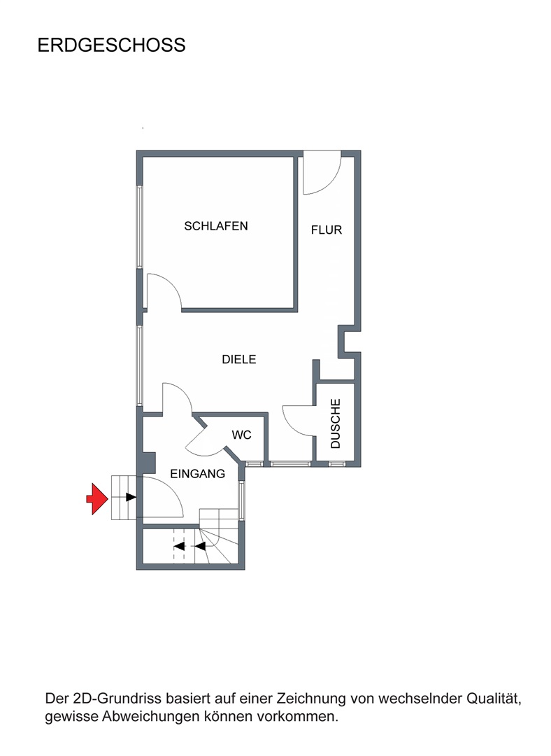 Grundriss vom Erdgeschoss. Die Einliegerwohnung schließt sich auf gleicher Ebene direkt an das Haus an. - Oliver Reifferscheid - Immobilienmakler Darmstadt