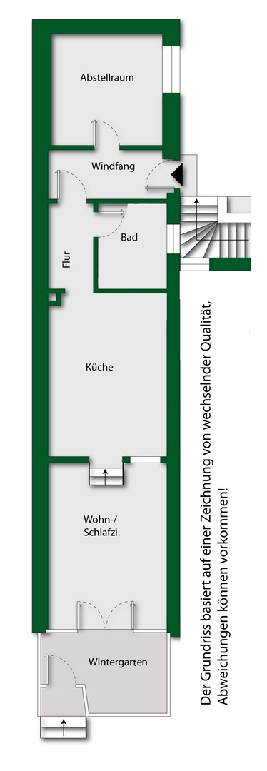 Grundriss des Appartements (der Abstellraum gehört nicht zum Angebotsumfang). - Oliver Reifferscheid - Immobilienmakler Darmstadt