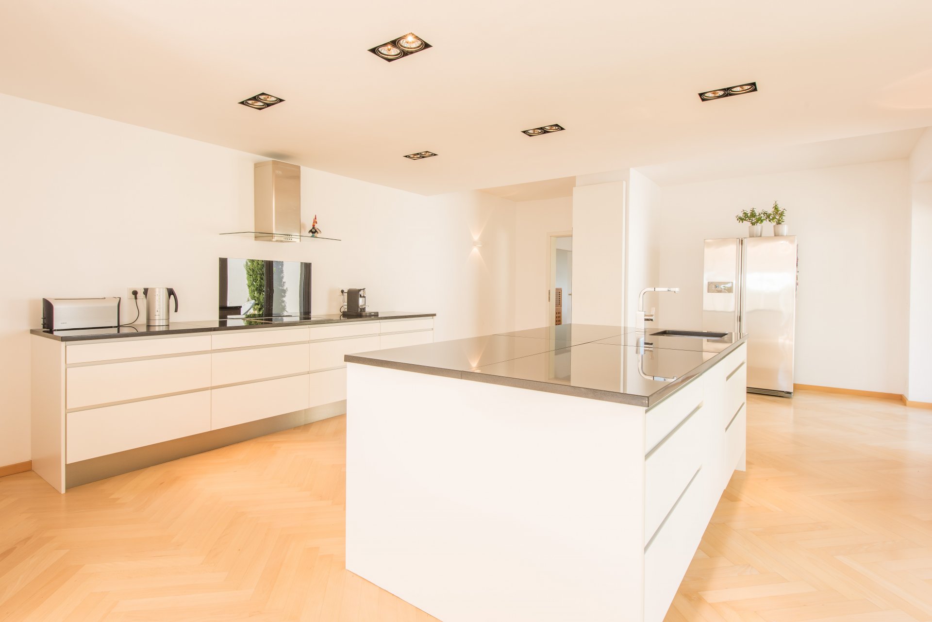 Die deckengleich eingelassenen Lichtspots finden Sie 24 mal in der Villa - Oliver Reifferscheid - Immobilienmakler Darmstadt